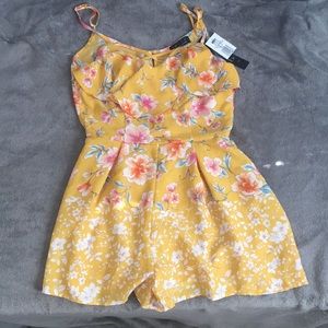 Orange and yellow floral romper